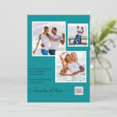 Moderne FOTO Huwelijksuitnodiging QR CODE RSVP TEA Kaart (Staand voorkant)