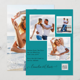 Moderne FOTO Huwelijksuitnodiging QR CODE RSVP TEA Kaart