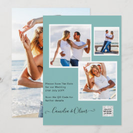 Moderne FOTO Huwelijksuitnodiging QR CODE RSVP TEA Kaart