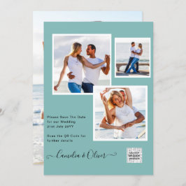 Moderne FOTO Huwelijksuitnodiging QR CODE RSVP TEA Kaart