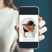 Moderne foto-ingang QR-code bestemming bruiloft Save The Date