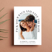 Moderne foto-ingang QR-code bestemming bruiloft Save The Date