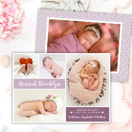 Moderne foto-inklage geboortetekaart aankondiging