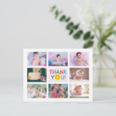 Moderne foto-inklage kinderen Birthday Dank je Briefkaart (Staand voorkant)