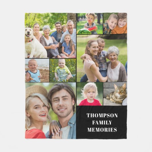 Moderne foto-inklage naam vleece Blanket Fleece Deken (Voorkant)
