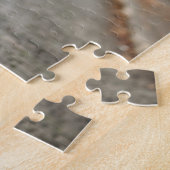 Moderne foto-inklage Passen getrouwd Monogram Gray Legpuzzel (Zijkant)