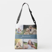 Moderne foto-inklage Stusty Blue Dog Crossbody Tas (Achterkant)