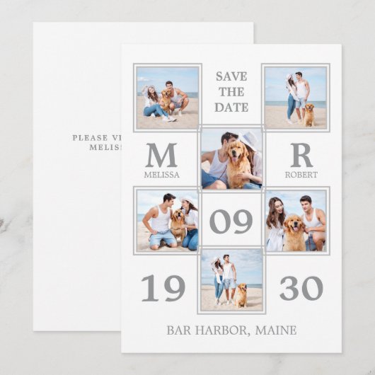 Moderne foto-inkuiling unieke bruiloft bespaart da save the date (Voorkant / Achterkant)