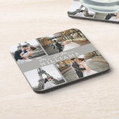 Moderne foto-inkuilmonogram Passen getrouwd grijs Bier Onderzetter (Linkerzijde)