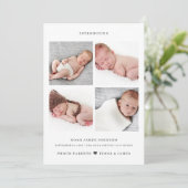 Moderne foto-inkuilraster geboorte aankondiging (Staand voorkant)