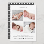 Moderne foto-inkuilraster geboorte aankondiging (Voorkant / Achterkant)