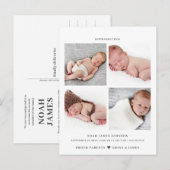 Moderne foto-inkuilraster geboorte aankondigingskaart (Voorkant / Achterkant)