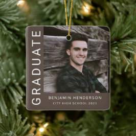 Moderne foto jongen 2023 Afstuderen  Keramisch Ornament