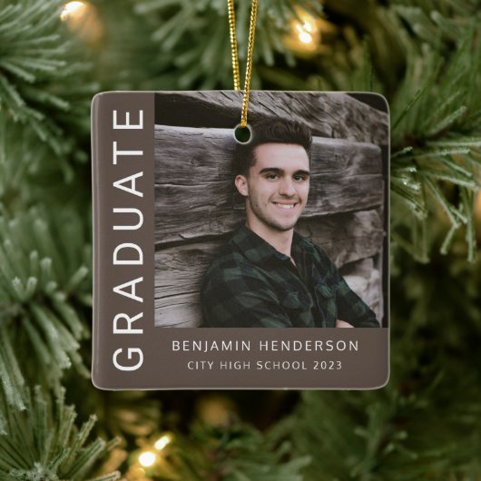 Moderne foto jongen 2023 Afstuderen Keramisch Ornament (Boom)