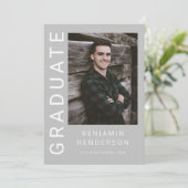 Moderne foto jongen afstuderen  aankondiging (Staand voorkant)