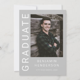 Moderne foto jongen afstuderen  aankondiging