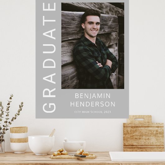 Moderne Foto Jongen Afstuderen Poster (Keuken)