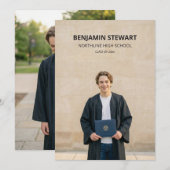 Moderne foto jongen eindexamen middelbare school v aankondiging (Voorkant / Achterkant)
