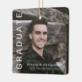 Moderne foto jongens afstuderen keramisch ornament (Links)