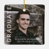 Moderne foto jongens afstuderen keramisch ornament (Achterkant)