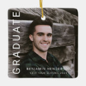 Moderne foto jongens afstuderen keramisch ornament (Voorkant)