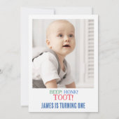 Moderne foto jongens wegvervoer 1e verjaardag kaart (Achterkant)