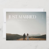 Moderne foto 'Just Married' bruiloft na feest Kaart (Voorkant)