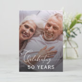 Moderne foto-kalligrafie 50th Wedding Jubileum Kaart (Staand voorkant)