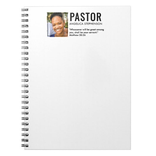 Moderne foto kerk pastor notitieboek (Voorkant)
