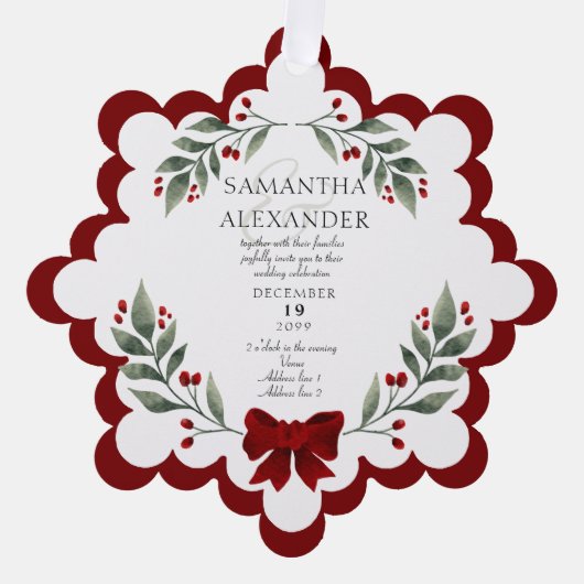 Moderne foto Kerst Uitnodiging Ornament (Voorkant)