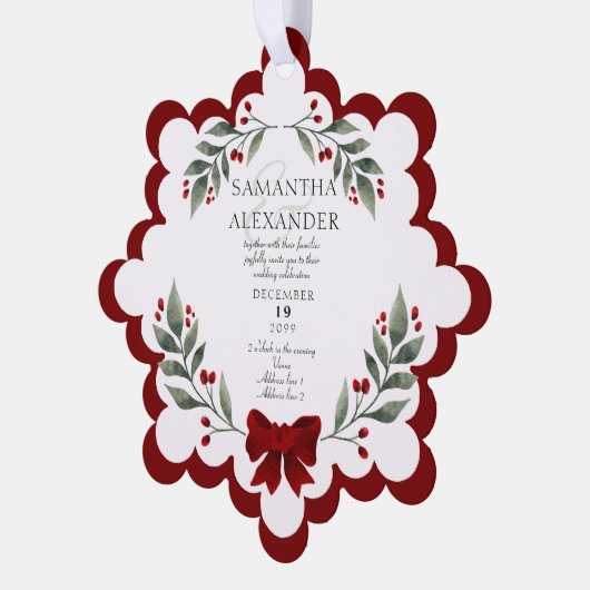 Moderne foto Kerst Uitnodiging Ornament (Links)