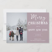 Moderne foto Kerst vakantie Kaart | roze (Voorkant)