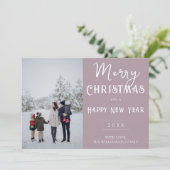 Moderne foto Kerst vakantie Kaart | roze (Staand voorkant)