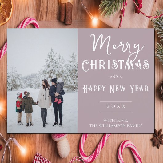 Moderne foto Kerst vakantie Kaart | roze