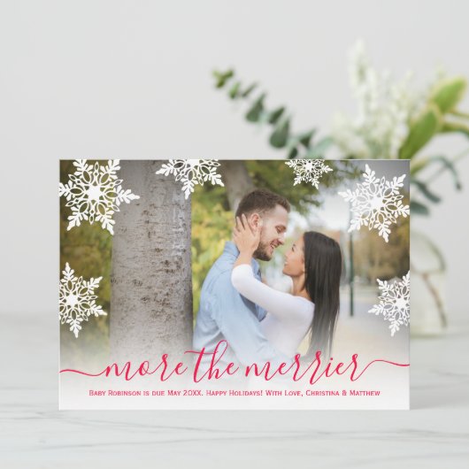 Moderne foto-kerstbriefkaart voor zwangerschap aankondiging (Staand voorkant)