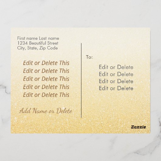 Moderne foto Kerstelegant script Jezus kruis Folie Feestdagen Briefkaart (Achterkant)