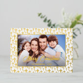 Moderne foto Kerstelegant script Jezus kruis Folie Feestdagenkaart (Staand Voorkant)