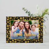 Moderne foto Kerstelegant zwart en goud Folie Feestdagenkaart (Staand Voorkant)