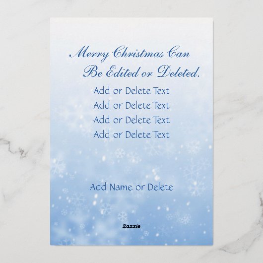 Moderne foto Kerstelegante sterren blauw Folie Feestdagenkaart (Achterkant)