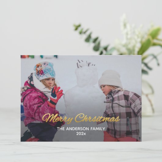 Moderne foto-kerstfeestkaart kaart (Staand voorkant)