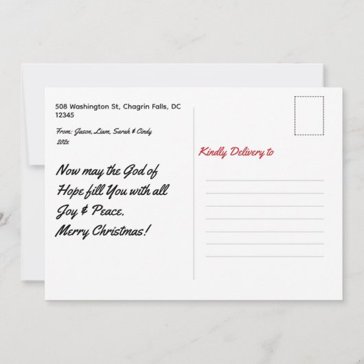 Moderne foto-kerstfeestkaart kaart (Achterkant)