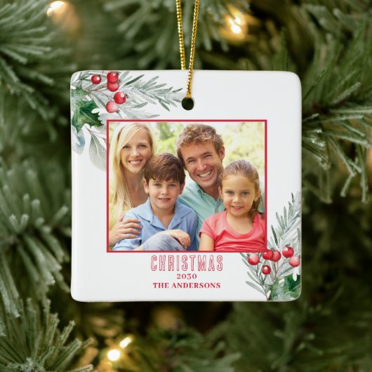 Moderne foto Kerstjaar Keramisch Ornament (Boom)