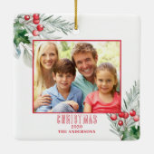 Moderne foto Kerstjaar Keramisch Ornament (Achterkant)
