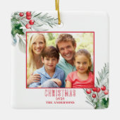 Moderne foto Kerstjaar Keramisch Ornament (Voorkant)