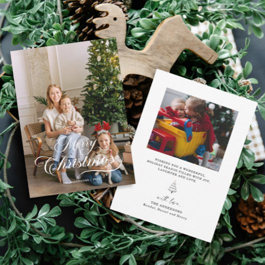 Moderne foto kerstkaart voor het hele gezin kaart