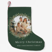 Moderne foto Kerstkrans groen Kleine Kerstsok (Voorkant)