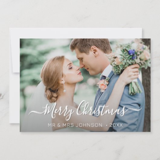 Moderne foto Kerstmis elegant script stijlvol Feestdagenkaart (Voorkant)