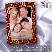 Moderne foto Kerstmis Jezus kruis rode kruis Folie Feestdagenkaart