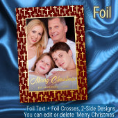 Moderne foto Kerstmis Jezus kruis rode kruis Folie Feestdagenkaart