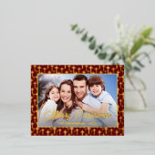 Moderne foto Kerstmis Jezus kruis rood Folie Feestdagen Briefkaart (Staand Voorkant)